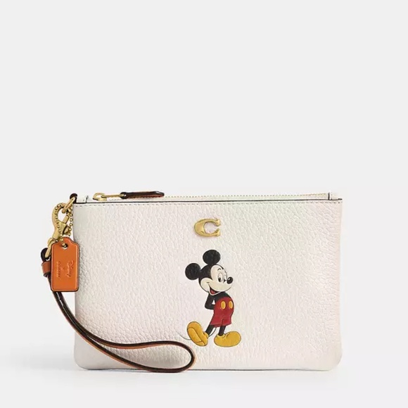 Authentic Disney X Coach  Small Wristlet In Regenerative Leather With Mickey Mou - Picture 1 of 3